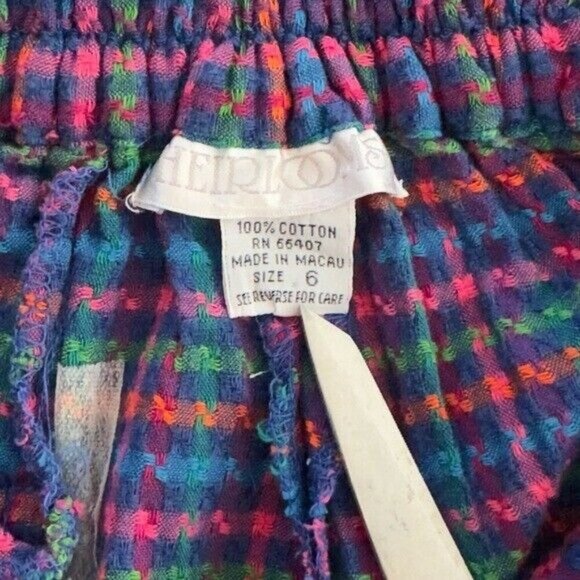 VTG 80s Heirloom Seersucker Barrel Pant Carrot Fit Colorful Plaid Elastic Waist - Picture 10 of 12